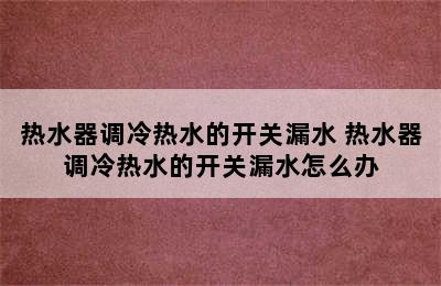 热水器调冷热水的开关漏水 热水器调冷热水的开关漏水怎么办